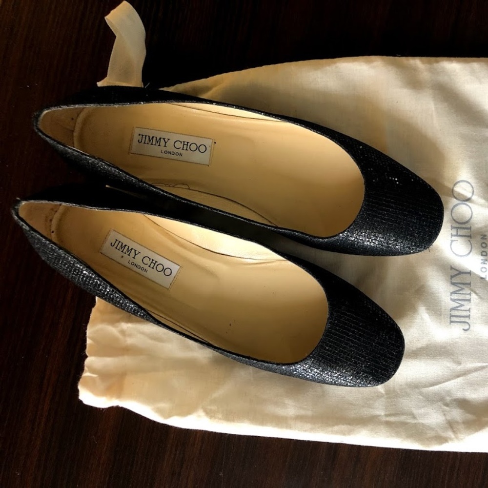 Jimmy Choo black flats with squins